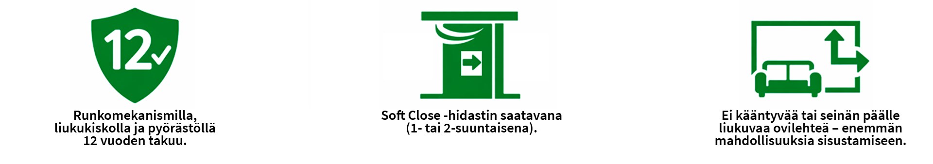 Eclisse | takuu, Soft Close, tilansäästö